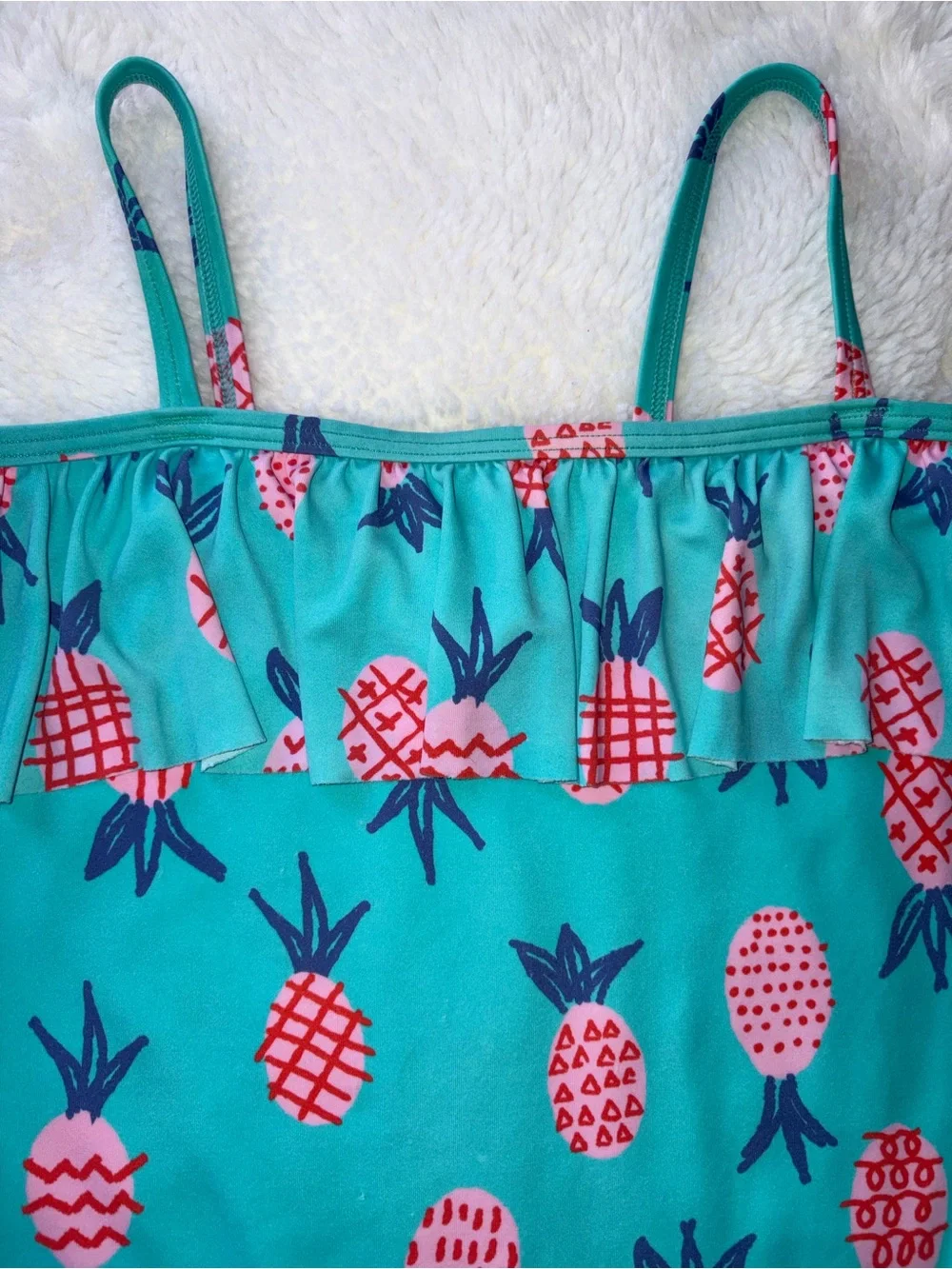 Hanna Andersson Girls 8 Sweet Pineapple Ruffle One Piece Swimsuit Recycled